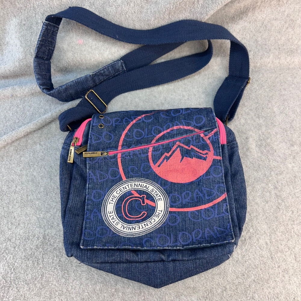 Colorado Centennial State Womens Blue Denim Robin Ruth Messenger Bag Small OS